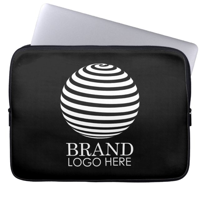 Black Custom Business Logo Company Corporate Laptop Sleeve (Front)
