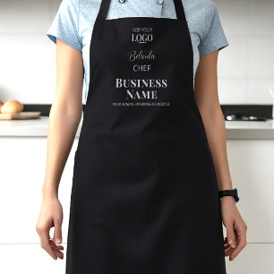 Black Custom Business Logo Job Title Staff Uniform Apron