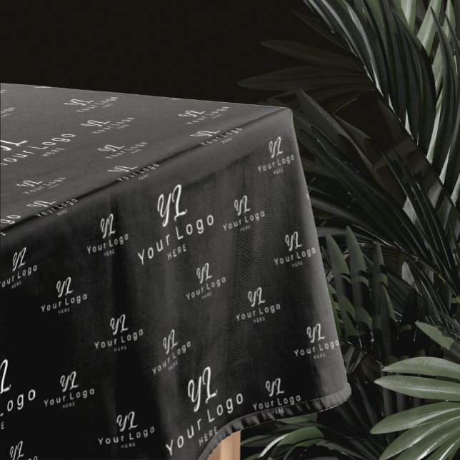 Black Custom Business Logo pattern Branded Cotton Tablecloth (Creator Uploaded)