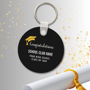 Black Custom Club Graduation Banner Key Ring