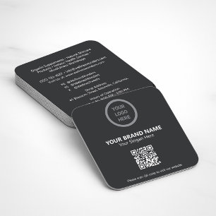 Black Custom Company Logo QR Code Modern Minimal Square Business Card