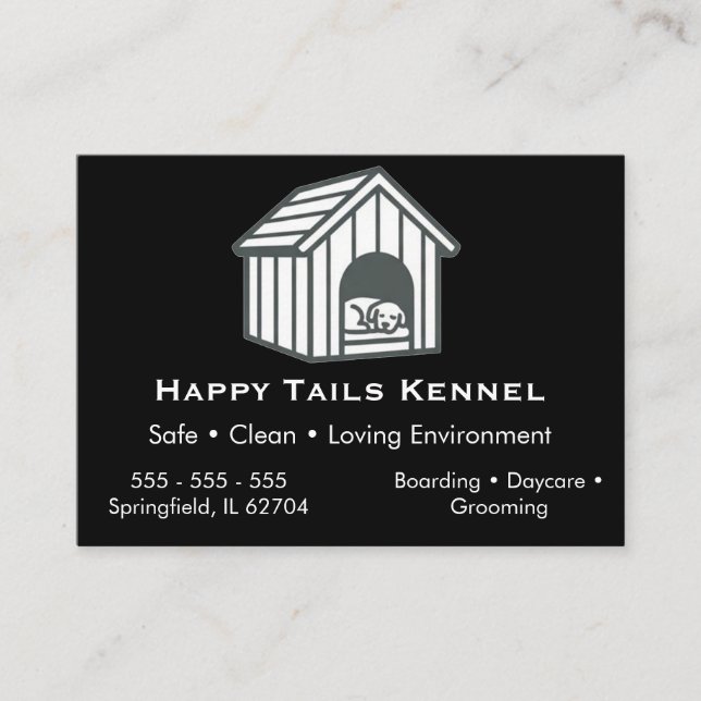 Black Custom Dog Kennel Business Card  (Front)
