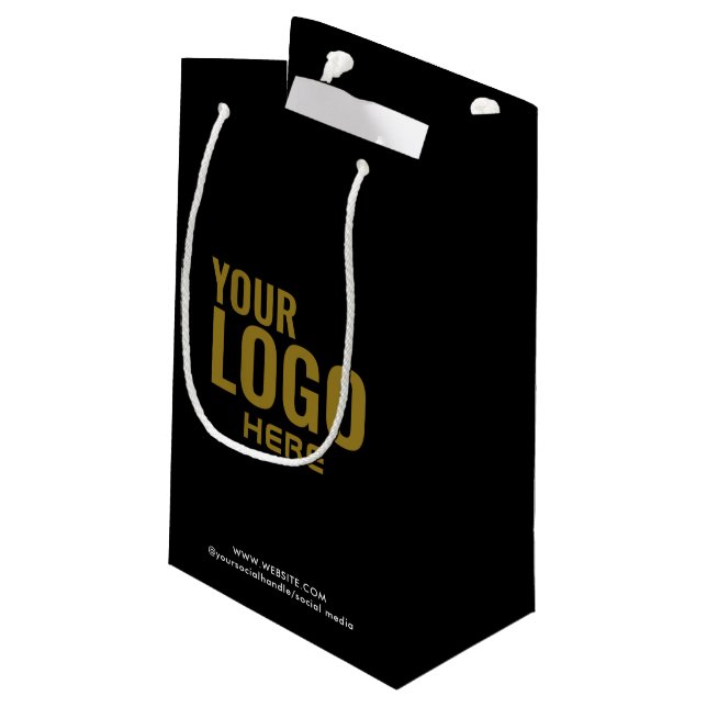 Black Custom Gift Bag Business Company Logo Bulk (Back Angled)