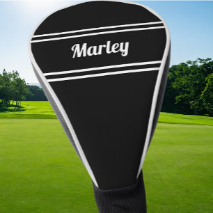 Black Custom Golfer Sports Modern Monogram Trendy Golf Head Cover
