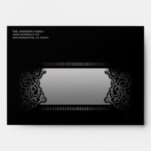 Black Custom Halloween Envelope Maroon Inside
