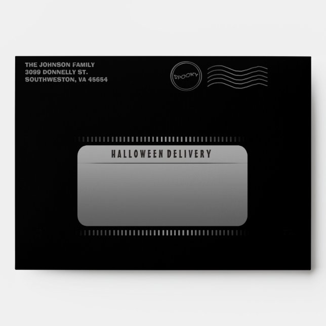 Black Custom Halloween Invitation Envelope Skull (Front)