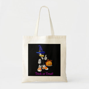 Black Custom Halloween Treat Bags Wizard Penguin