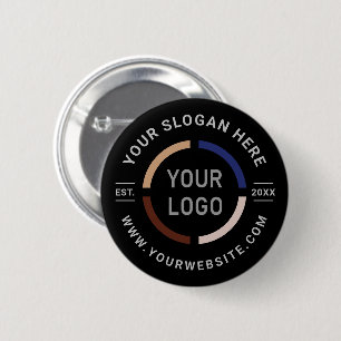 Black custom logo branded promotional 6 cm round badge