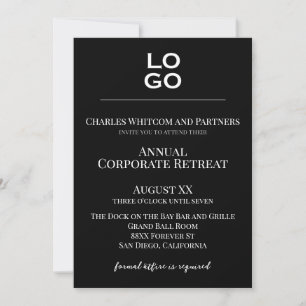 Black Custom Logo Business or Corporate Event Invitation