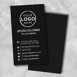 Black Custom Logo Minimal Modern Vertical Business Card