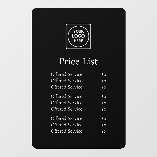 Black Custom Logo | Minimalist  Price Display (Sheet)