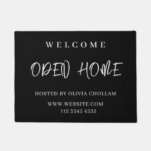 Black Custom Logo Real Estate Open House Welcome Doormat