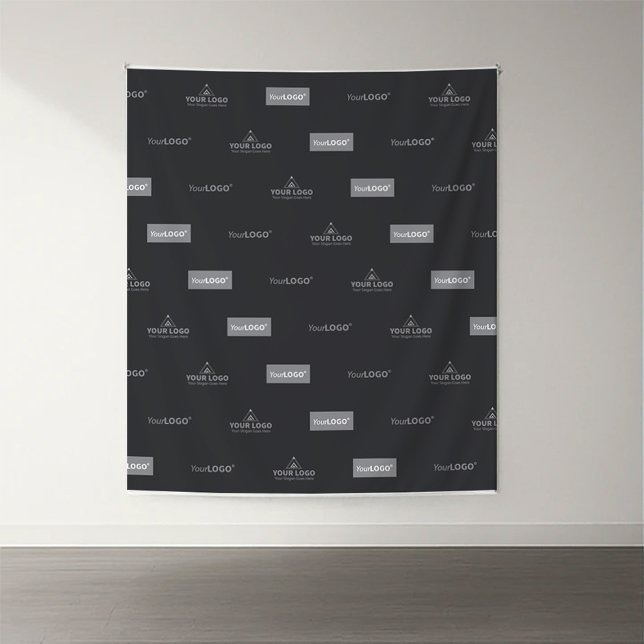 Black Custom Logo Step and Repeat Event Backdrop Tapestry (Creator Uploaded)