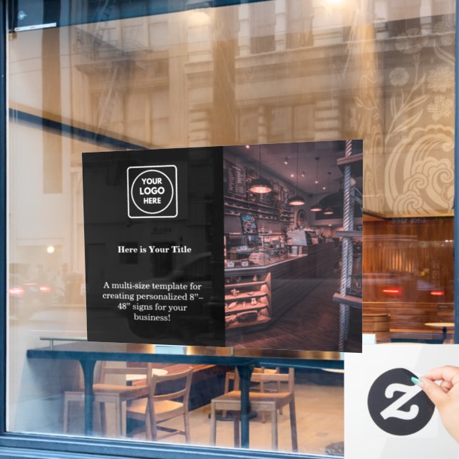 Black Custom Logo | Stylish Branded Business  (Cafe Window)