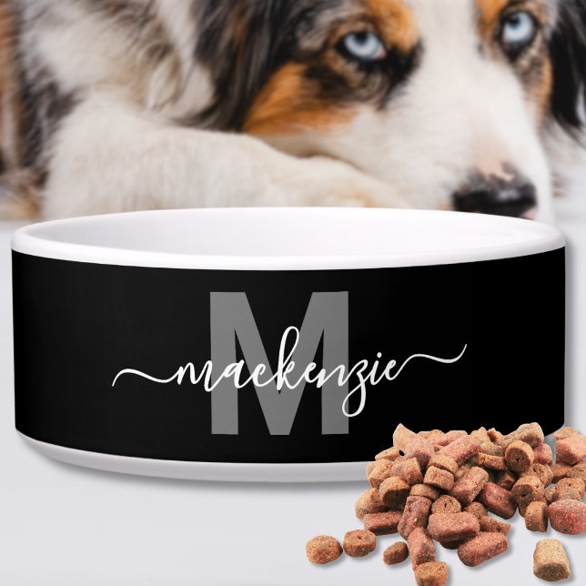 Black Custom Modern Name Pet Bowl (Black Custom Modern Name Pet Bowl )