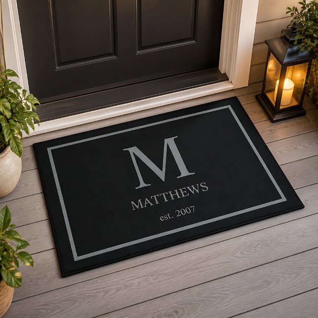 Black Custom Monogram & Name Doormat (Creator Uploaded)
