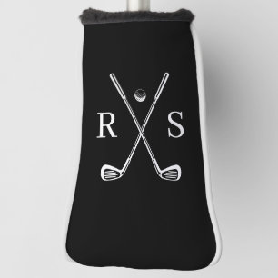 Black Custom Monogram Simple Minimalist  Golf Head Cover