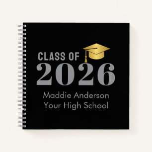 Black Custom Name Graduation  Notebook