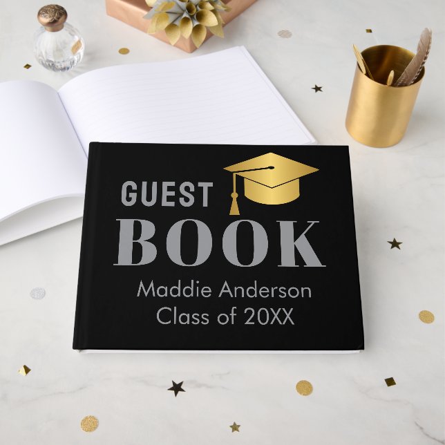 Black Custom Name Guest Book (Front Open)