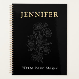 Black Custom Name Notebook – Sleek & Stylish Planner