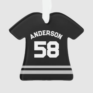Black Custom Name & Number Sports Jersey Ornament