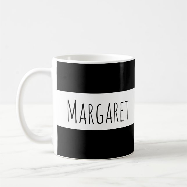 Black Custom Name Personalised  Coffee Mug (Left)