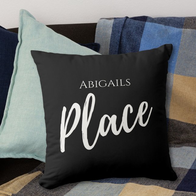Black Custom Name Place Cushion (Creator Uploaded)