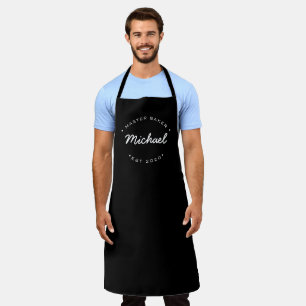 Black Custom Name Year Master Baker Apron