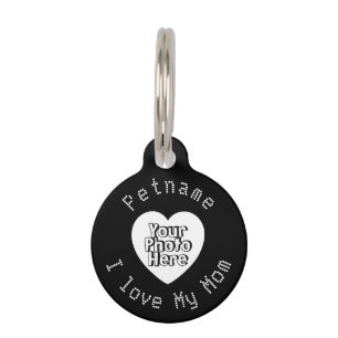 Black Custom Photo Heart Love Pet Tag