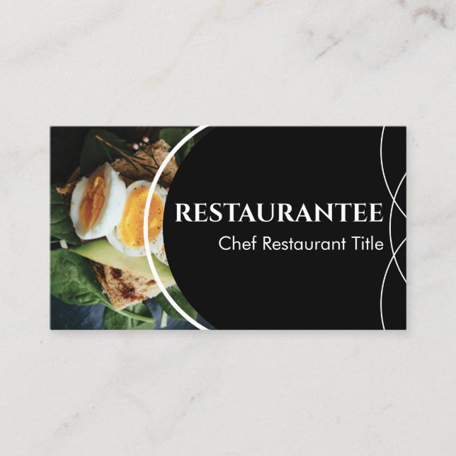 Black Custom Photo Restaurant Cooking Chef Business Card (Front)