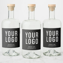 Black Custom Promotional Business Logo Liquor Bottle Label
