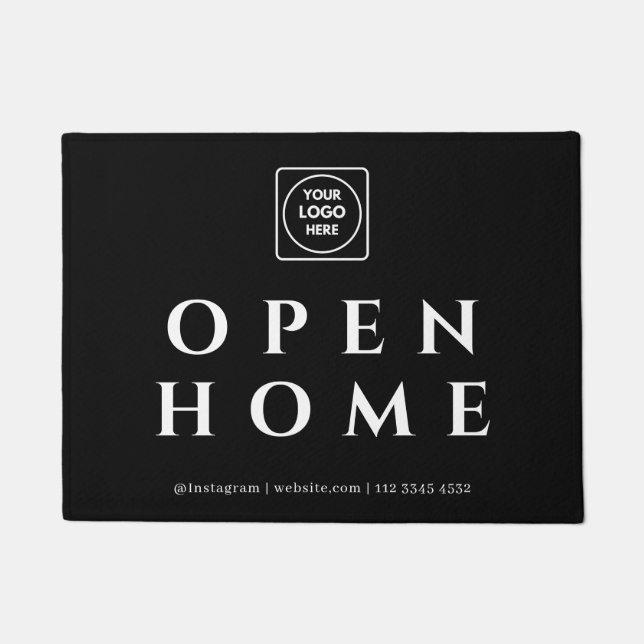 Black Custom Realtor Mat |  Open House welcome (Front)