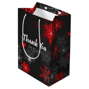 Black Custom snowflake Christmas new year Box gift Medium Gift Bag