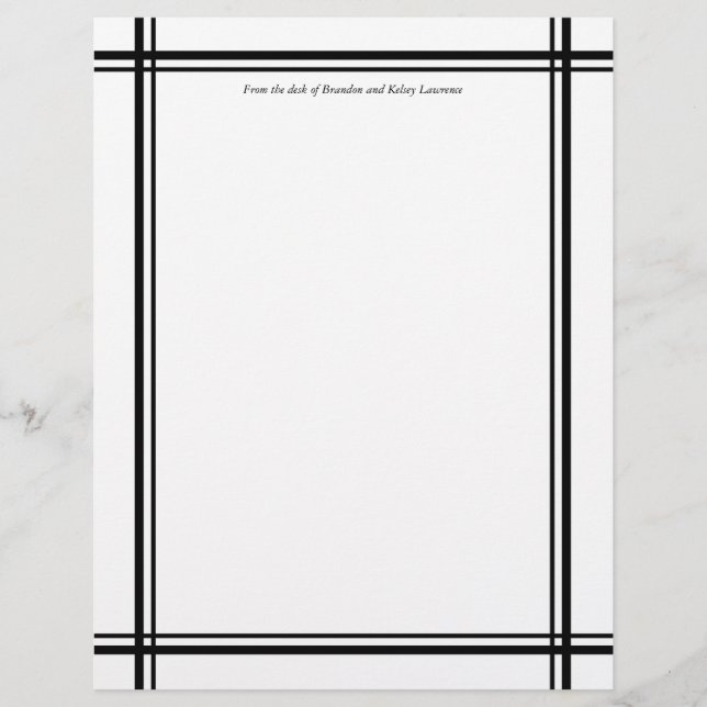 Black Custom Stationery w/ Signature Heading Text (Front)