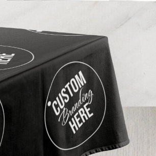 Black Custom Trade Show Restaurant Business Logo Tablecloth