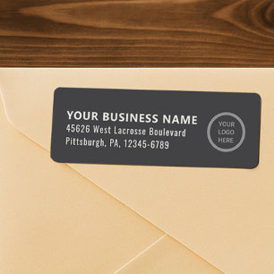 Black Customisable Business Logo Return Address la Return Address Label