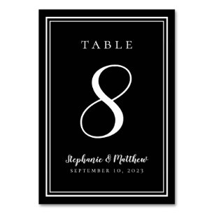 Black Customised Wedding Table Number