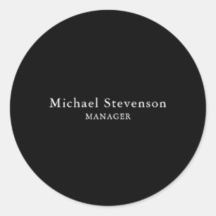 Black Customize Name & Title Profession Classic Round Sticker