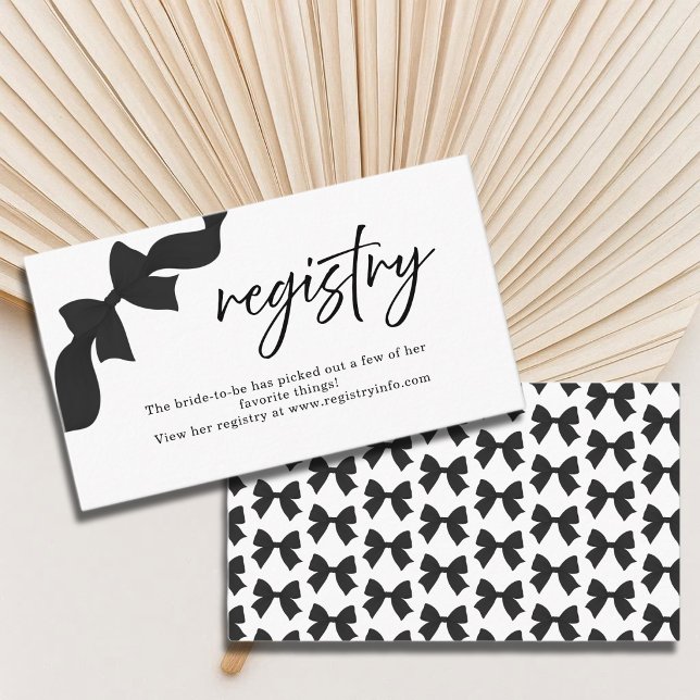 Black Cute Bow Bridal Shower Registry Enclosure Card (Creator Uploaded)