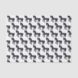 Black Cute Cartoon Trotting Horse Pattern Tissue Paper
