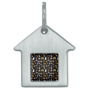 black cute cat pattern design for cat lovers- pet ID tag