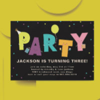 Black Cute Colourful Invitation Postcard
