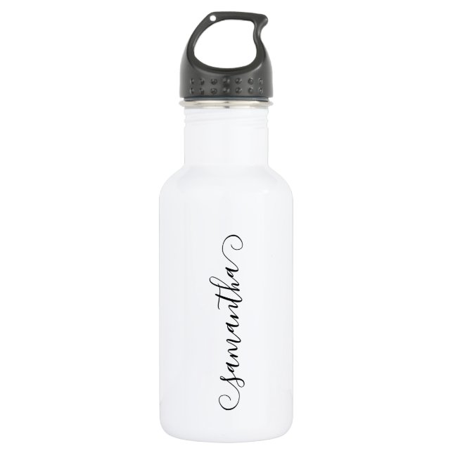 Black Cute Curl Signature Name 532 Ml Water Bottle (Front)