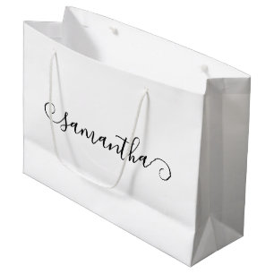 Black Cute Curl Signature Name Large Gift Bag