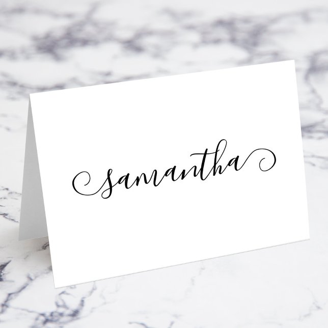 Black Cute Curl Signature Name Place Cards (Black Cute Curl Signature Name Place Cards)