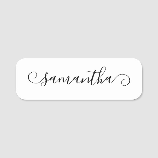 Black Cute Curl Signature Script Name Tag (Front)
