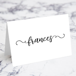 Black Cute Curly Script Name Place Cards