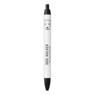 Black Cute Dog Head Line Art - Dog Walker Business Black Ink Pen