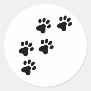 black cute dog paws doggy classic round sticker