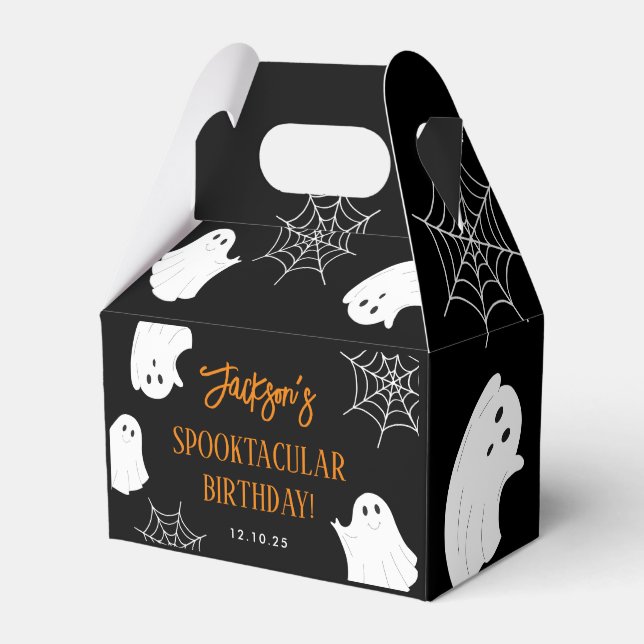 Black Cute Ghost Spooky Halloween Birthday Favour Box (Front Side)